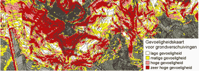 DOV-verkenner met gevoeligheidskaart voor grondverschuivingen