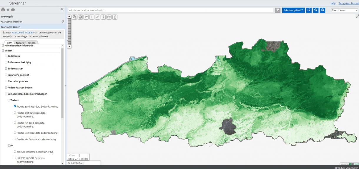 Gemodelleerde bodemeigenschappen in de DOV-verkenner
