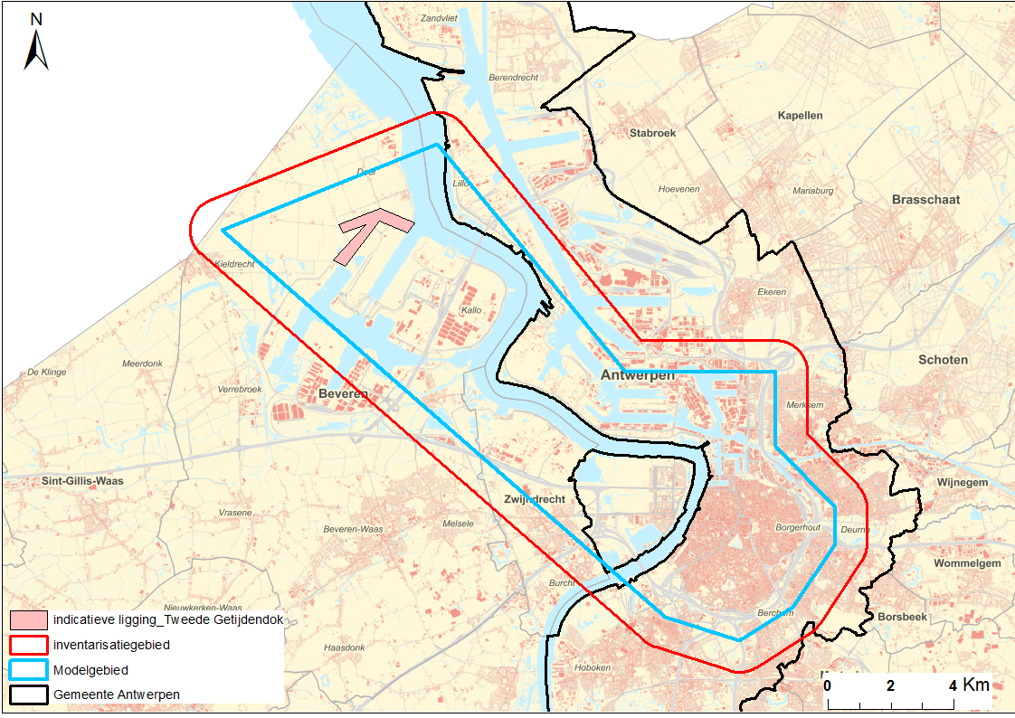 Projectgebied van het ondiepe model van Antwerpen (Fig. VITO