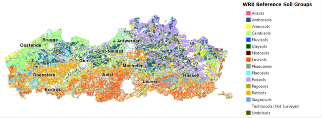 DOV-verkenner met bodemkaart volgens World Reference Base