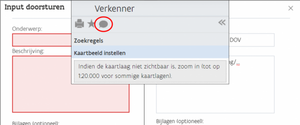 Input op kaart in DOV-verkenner