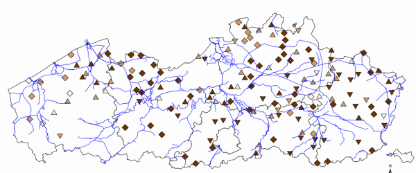 huidige toestand grondwaterstanden voor de tijd van het jaar in Vlaanderen